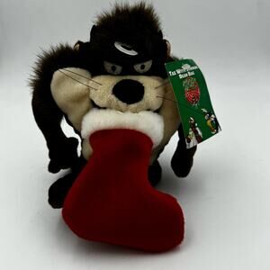 EUC Vintage Warner Bros. Taz‎ with Stocking Bean Bag Peace on Earth 1998 W Tags